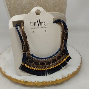 DaVinci Gold and Navy Statement Necklace
